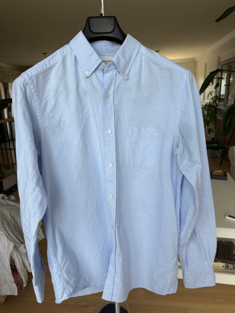 Massimo Dutti Light Blue Button-Down Oxford Shirt
